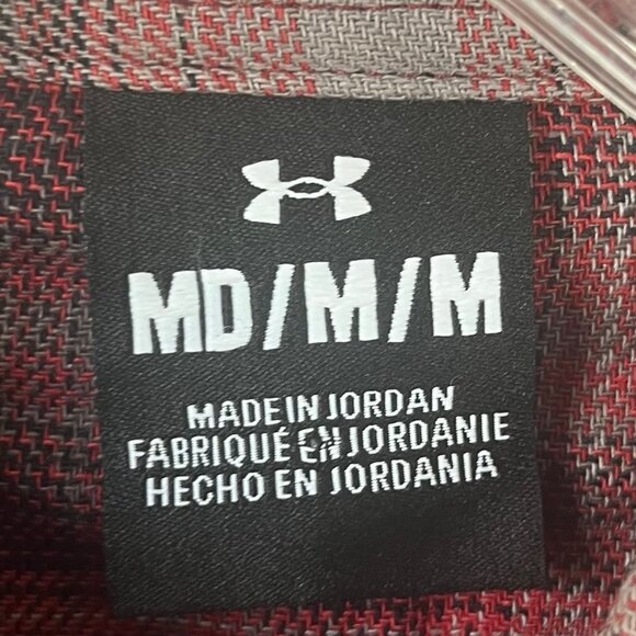 Under Armour Button Front Shirt Mens Medium Red Plaid - Picture 7 of 9